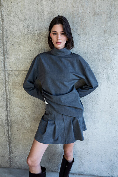 Berr-ın Contrast Waist Shorts-Skirt Anthracite