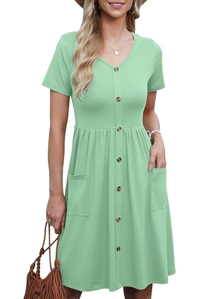OEM Women's loose casual dress, green XL