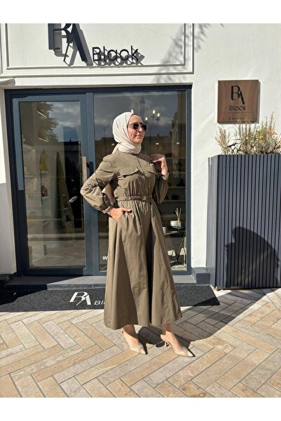 Miori TD4683 Γυναικείο Φόρεμα Lona Χακί Πράσινο