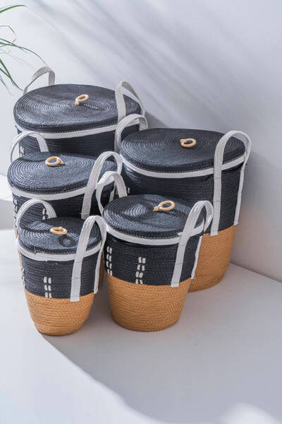 ACAR Lora Wicker 5-Piece Multi-Purpose Basket Set