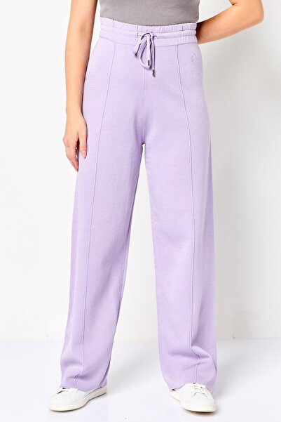 SANDRO Women Regular Fit Embroidered Wide Leg Pants, Lavender