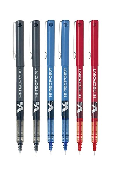 Pilot BX-V5 Hi-Tecpoint Rollerball Pen - 0.5 mm, Assorted (Blue/Black/Red), Pack of 3