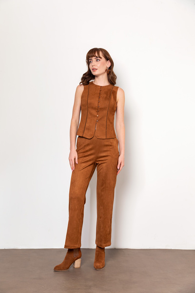 TUSSMADE Camel Süet Pantolon