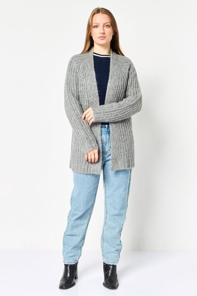 For The Republic Women Knitted Cardigan, Dark Grey