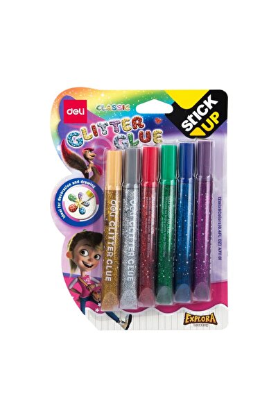 Deli EA71101 Glitter Glue Set – 6 Colours × 12 ml Tubes