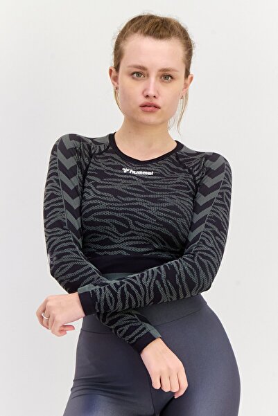 hummel Women Sportswear Fit Long Sleeve Training Top, Black/Grey