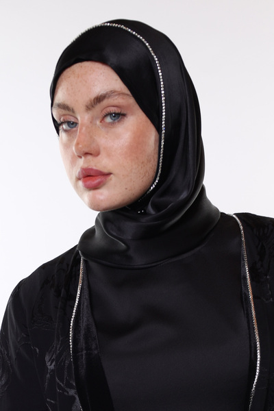 HARİKA WEAR DETAYLI SİYAH İPEK ŞAL - başörtüsü