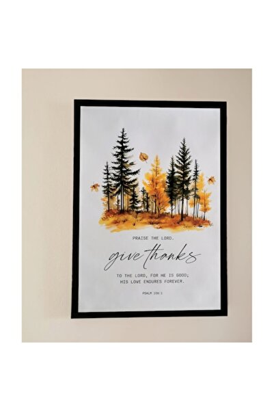 OEM Tablou creștin Psalmul 106:1 – copac de toamnă în maro, auriu și negru, 4...