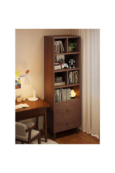 KEKE Multi Layer Storage Bookshelf Rack Stylish Living Home Storage & Display Cabinet 40cm Walnut Color