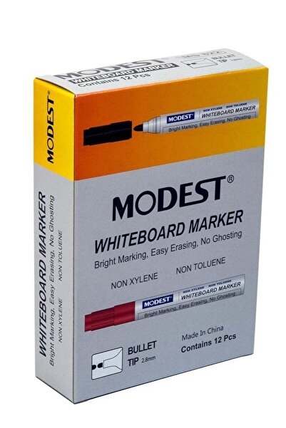 Modest Whiteboard Marker, Black, 12 Pieces (MS822)