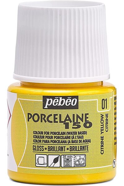 Pebeo Porcelaine 150 Ceramic Paint – Citrine Yellow 45 ml