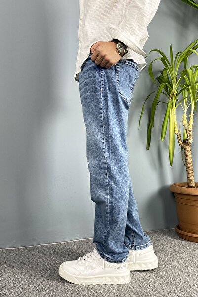 Alışveriş Sokağı Blue Ripped Jeans - Boyfriend Jeans