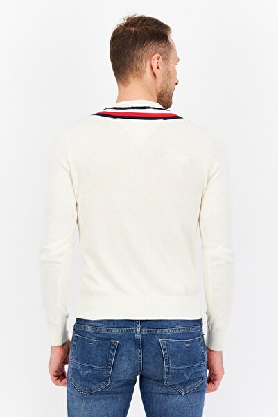 Tommy Hilfiger Men V-neck Knitted Sweater, Beige