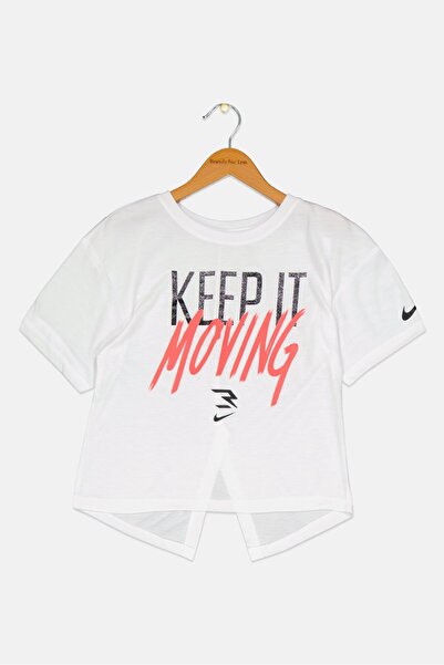 Nike 3Brand by Russell Wilson Kids Girl Sportswear Fit Crew Neck Graphic Top, White