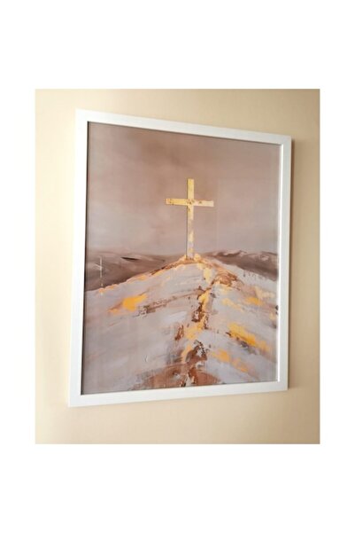 OEM Χριστιανική Εικονογράφηση Πίνακας - Σταυρός του Γολγοθά 53 x 43 εκ. Λευκό