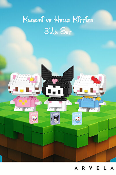 Bricks Hello Kitties ve Kuromi | 3’lü Blok Figür Seti