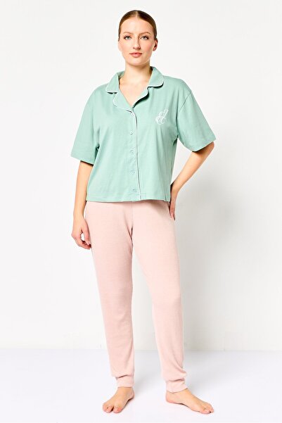 Juicy Couture Women Short Sleeve Brand Logo Sleepwear, Sage