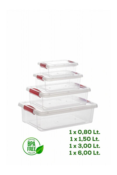 ÇAYLAR AVM Rectangular 4-Piece Food Storage Container Set with Leak-Proof Lids | Locked | Bpa Free