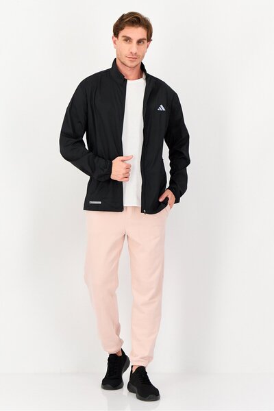 adidas Men Slim Fit Long Sleeve Running Jacket, Black