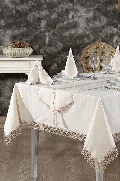 Çeyiz Diyarı Simay Tablecloth 26 Pieces Beige