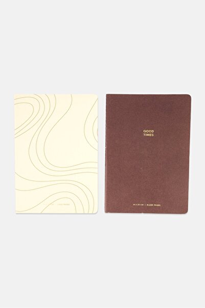 Muy Mucho مجموعة من دفترين فارغين بعنوان "أوقات سعيدة"، لون بني