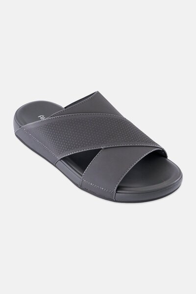 Algspar Men Textured Slip On Arabic Sandals, Grey