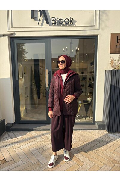 QOOQ STORE 26Fw605 Hooded Women's Jacket Plum