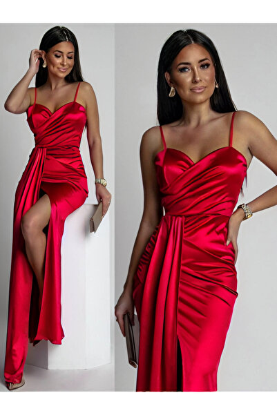 AndraRose Styles Rochie Elyna Satinată cu Crăpătură