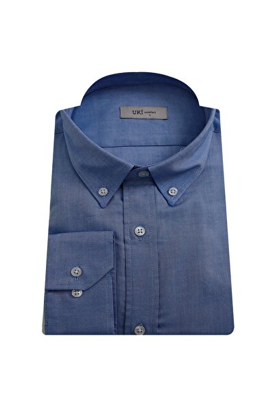 Uki MAVİ Slim Fit Uzun Kol Oxford Klasik Gömlek
