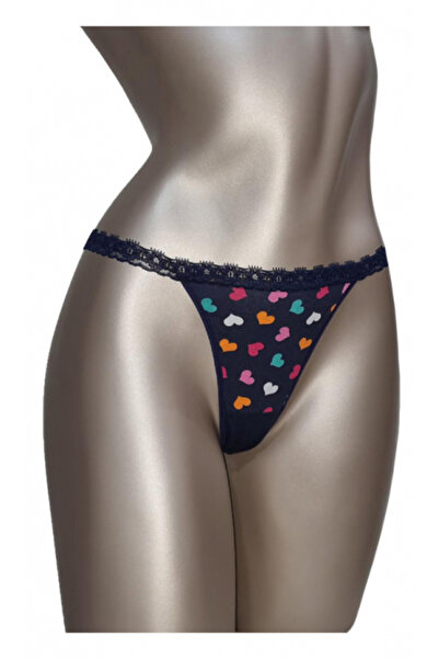 Ioana boutique Navy blue heart thong panties