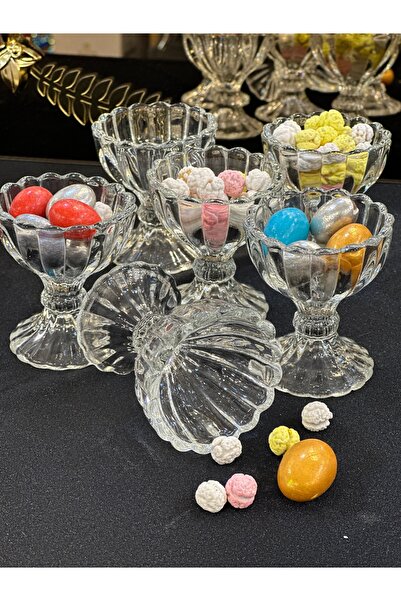 pırıltı home 6-Piece Footed Glass Delight Bowl & Jam Bowl