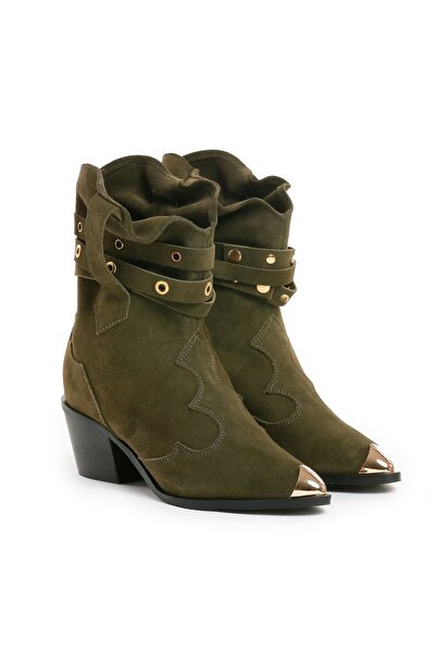 Vanilla Days Ghete Emira din piele întoarsă kaki cu talpă neagră