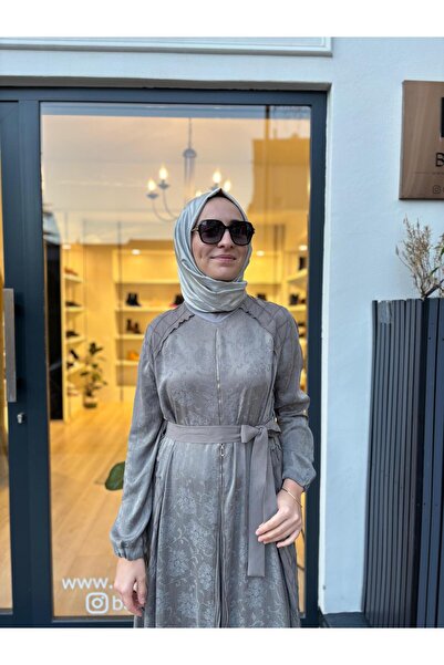 MissWhence 38835 Zipper Detail Women's Dress Gray