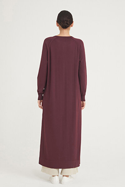 Nuss Mercerized Full Length Knitwear Long Length Cardigan 512 Burgundy