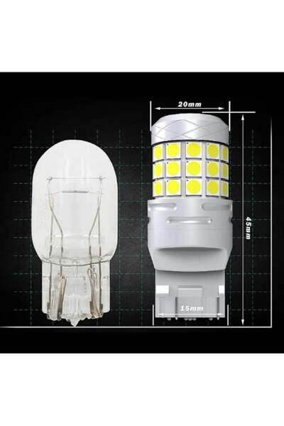 BZRSH Set of 2 LED Car Bulbs W21W/5W T20 42 SMD with Lens, 12V