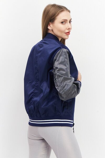 Converse Women Sportswear Fit Training Reversible Bomber Jacket, Navy Blue/Grey