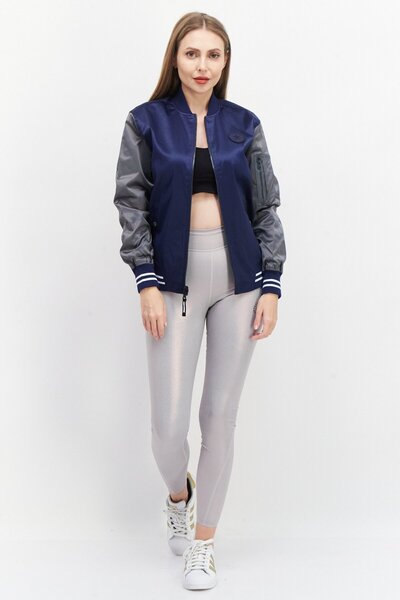 Converse Women Sportswear Fit Training Reversible Bomber Jacket, Navy Blue/Grey