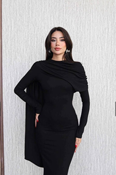 Love Fab Rochie maxi cu guler pelerina și detaliu șal