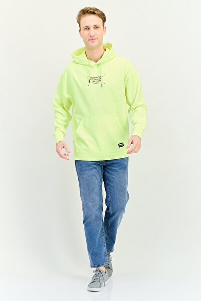 Timberland Men Hooded Embroidered Logo Long Sleeve Hoodie, Lemon