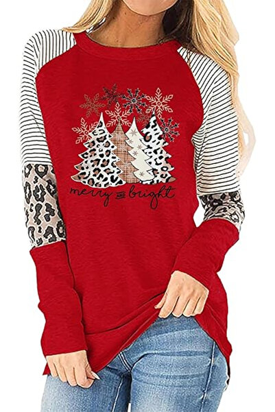 OEM Women's casual blouse, red with holiday pattern M