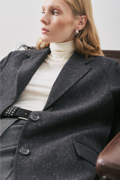 Manuka Norris Wool Blazer Jacket Dark Gray Melange