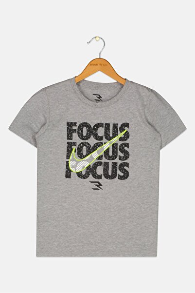 Nike Kids Boy Sportswear Fit Brand Logo Training T-Shirt, Grey Combo