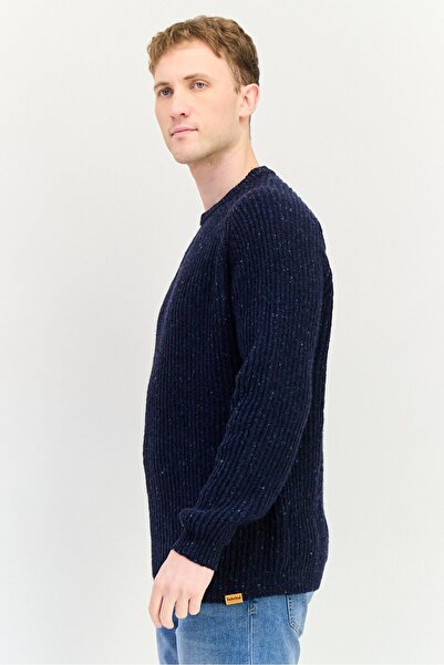 Timberland Men Crew Neck Textured Sweater, Navy