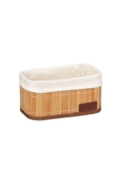 OEM Storage Basket, Bamboo/Polyester, Beige, 24x14x12cm
