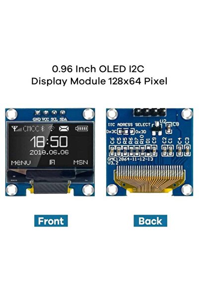 Generic OLED Module 128x64 Pixel 0.96 Inch I2C IIC Display Module 12864 SSD1306 (White) - 5 Pcs