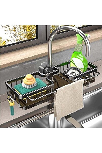 Generic YelaJoy Kitchen Sink Caddy Faucet Organizer, Kitchen Sink Organizer Over Around Faucet, Sink Sponge