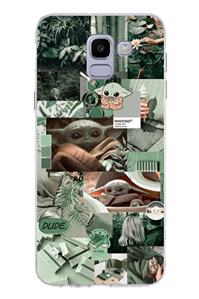 TechTree حافظة سيليكون متوافقة مع هاتف سامسونج جالاكسي J6 يودا كولاج مطبوع