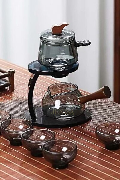 Jenisa Borosilicate Glass Teapot Set Zen Teapot Rotate – Flow System Magic Herbal Tea Infuser