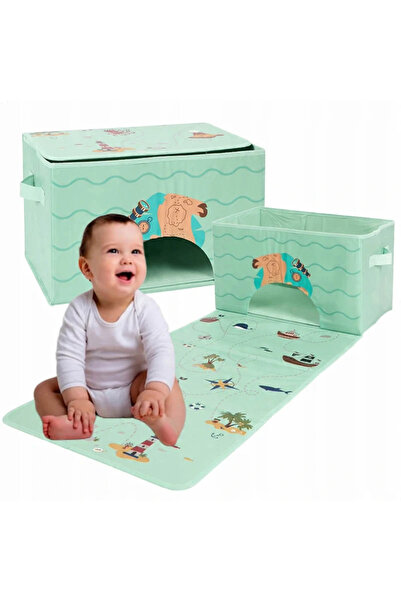 SokShop Children's storage box with play mat 39 × 24 × 97.5 cm – green