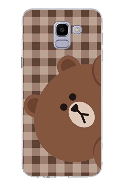 TechTree حافظة سيليكون مطبوع متوافقة مع هاتف سامسونج جالاكسي J6 بتصميم الدب ا...